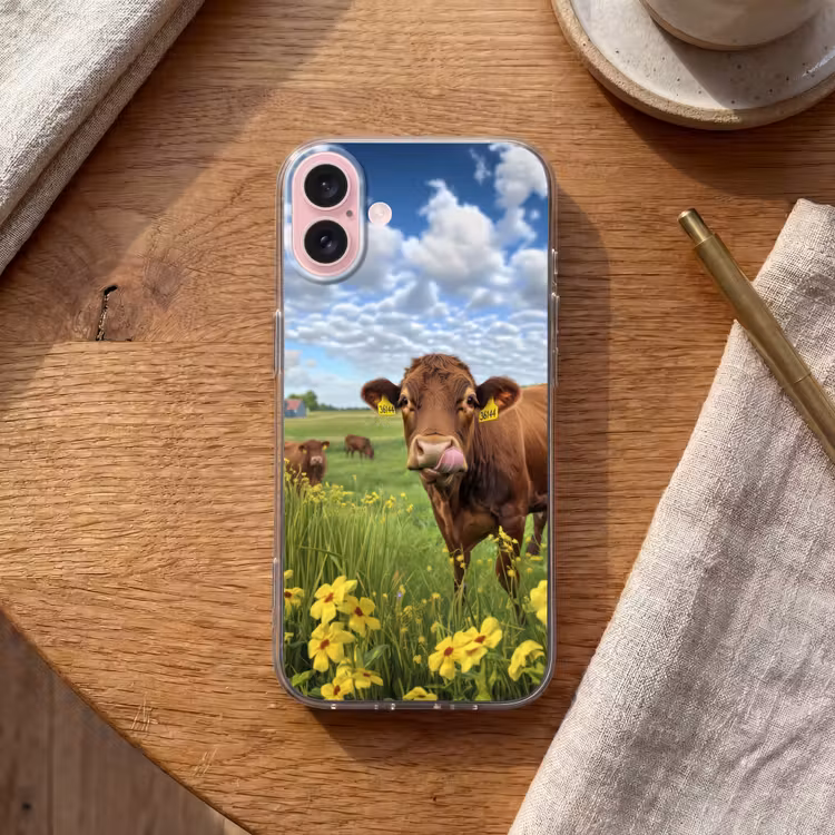 Telefoonhoesje - Koe - Weide - Bloemen — 2
