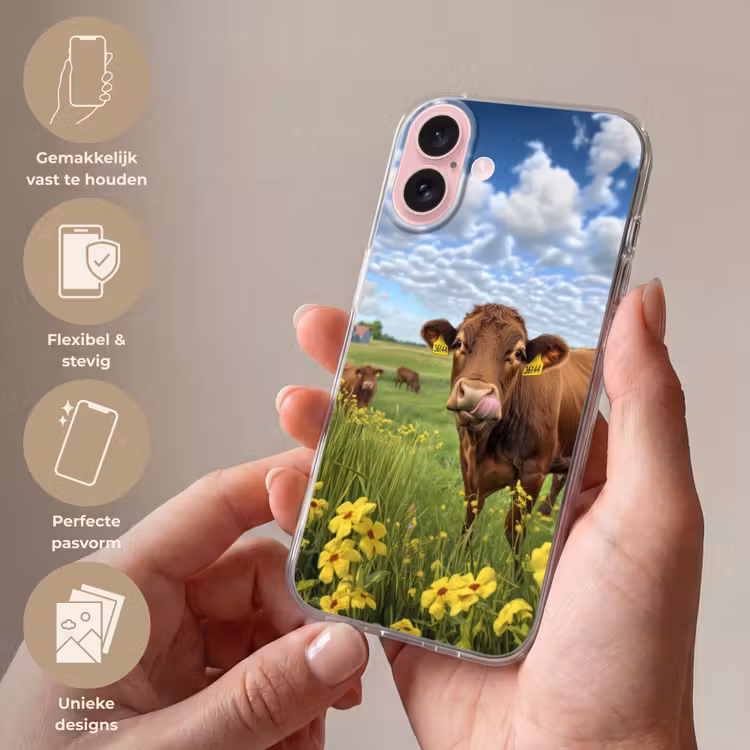 Telefoonhoesje - Koe - Weide - Bloemen — 4