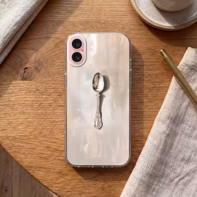 Telefoonhoesje - Lepel - Verf - Zilver — 2