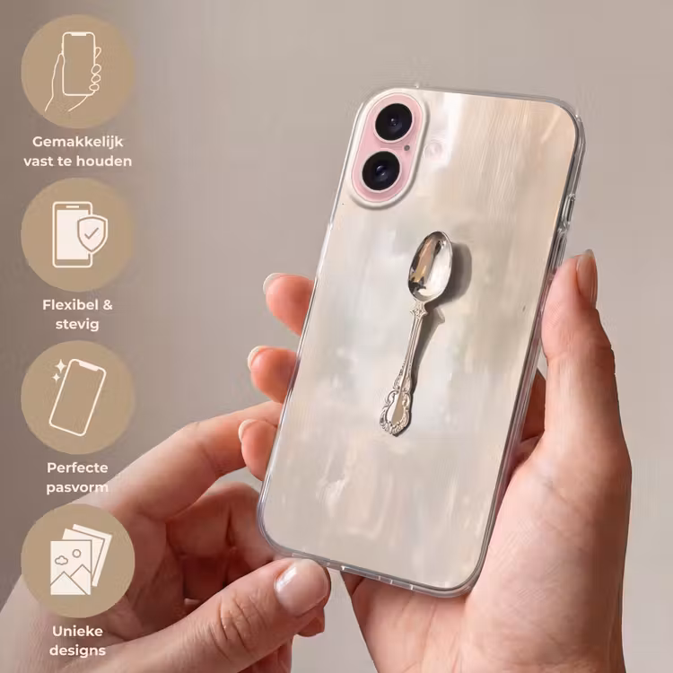 Telefoonhoesje - Lepel - Verf - Zilver — 4