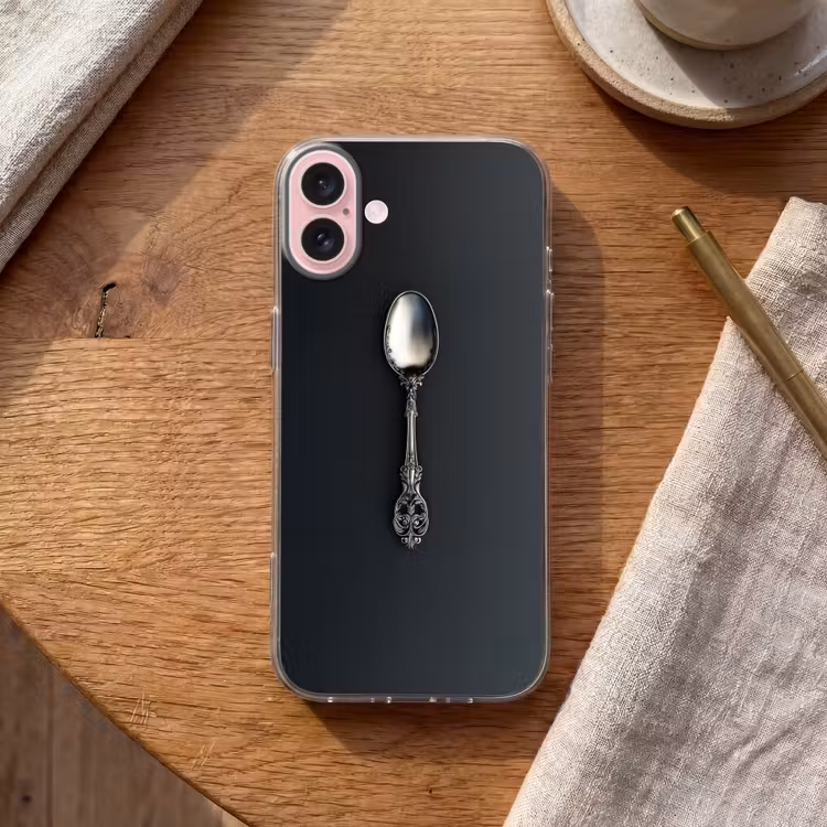 Telefoonhoesje - Lepel - Zilver - Metaal — 2