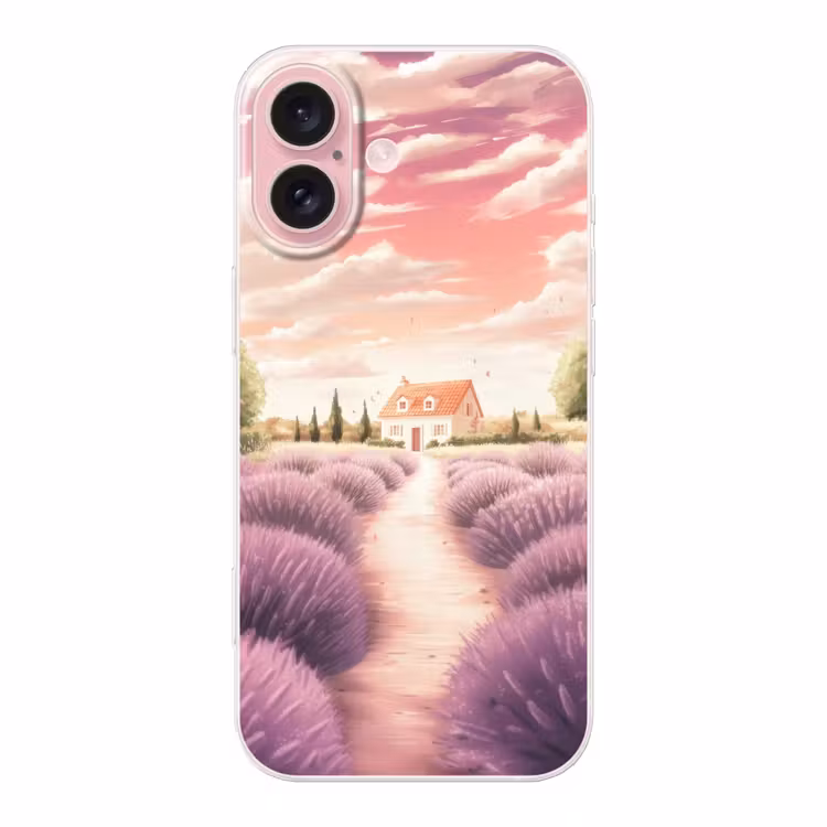 Telefoonhoesje - Lavendelveld - Huis - Paars — 1