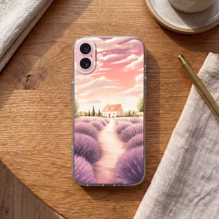 Telefoonhoesje - Lavendelveld - Huis - Paars — 2