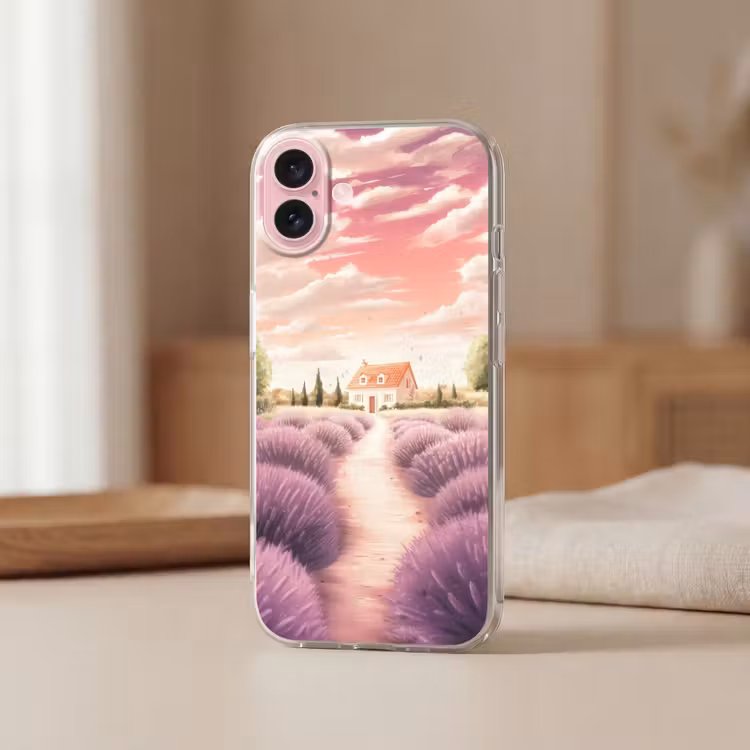 Telefoonhoesje - Lavendelveld - Huis - Paars — 3
