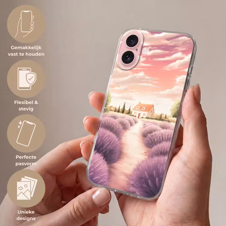 Telefoonhoesje - Lavendelveld - Huis - Paars — 4
