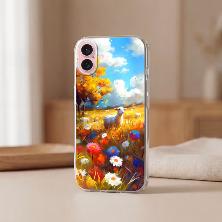 Telefoonhoesje - Schaap - Weide - Bloemen — 3
