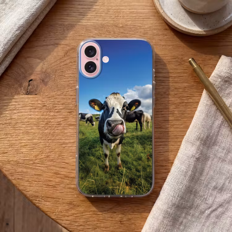 Telefoonhoesje - Koe - Tong - Weide — 2