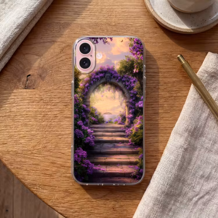 Telefoonhoesje - Poort - Paars - Bloemen — 2