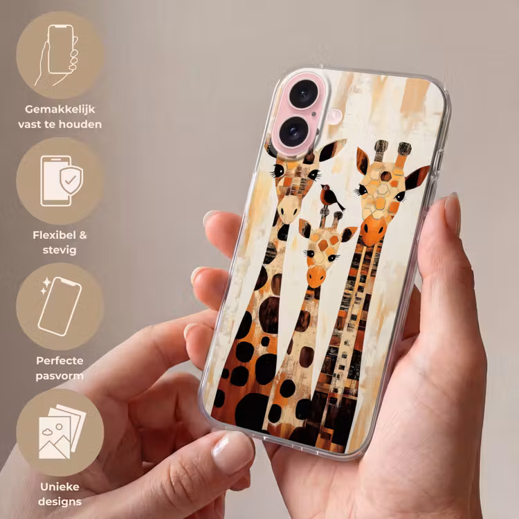 Telefoonhoesje - Giraffen - Cartoon - Crème — 4
