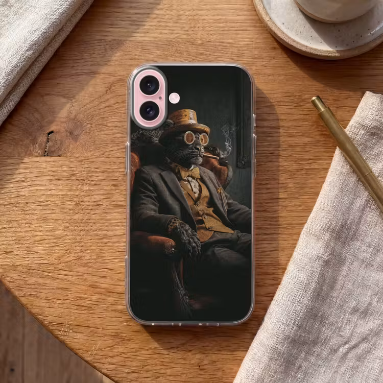 Telefoonhoesje - Kat - Pak - Oranje - Sigaar — 2