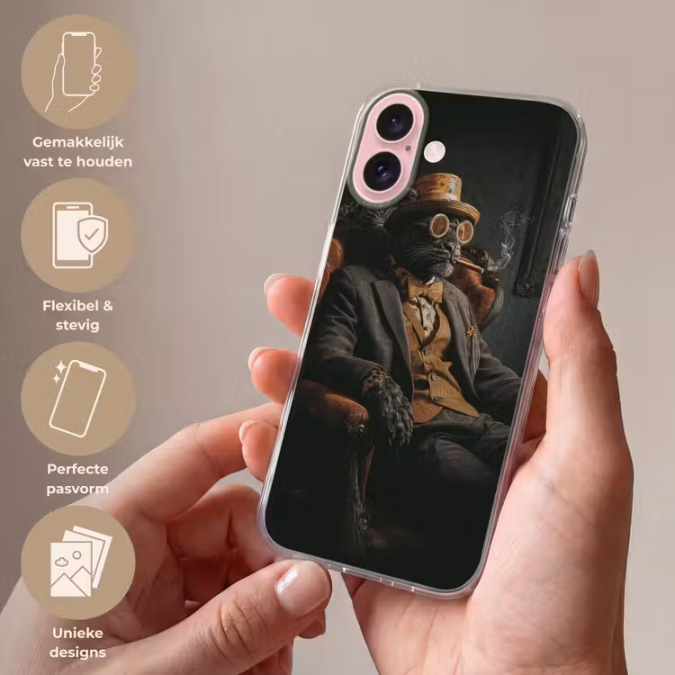 Telefoonhoesje - Kat - Pak - Oranje - Sigaar — 4
