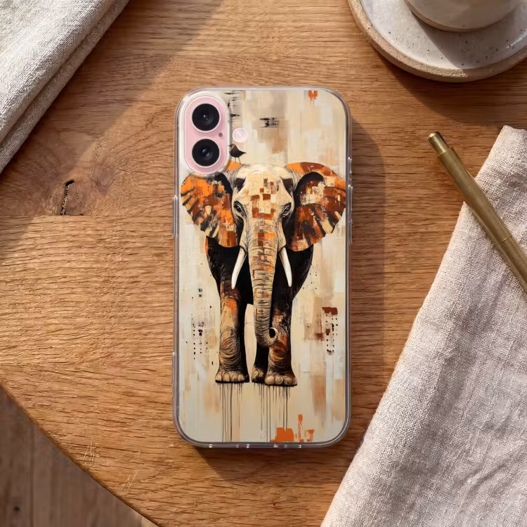 Telefoonhoesje - Olifant - Slurf - Mozaïek - Abstract — 2