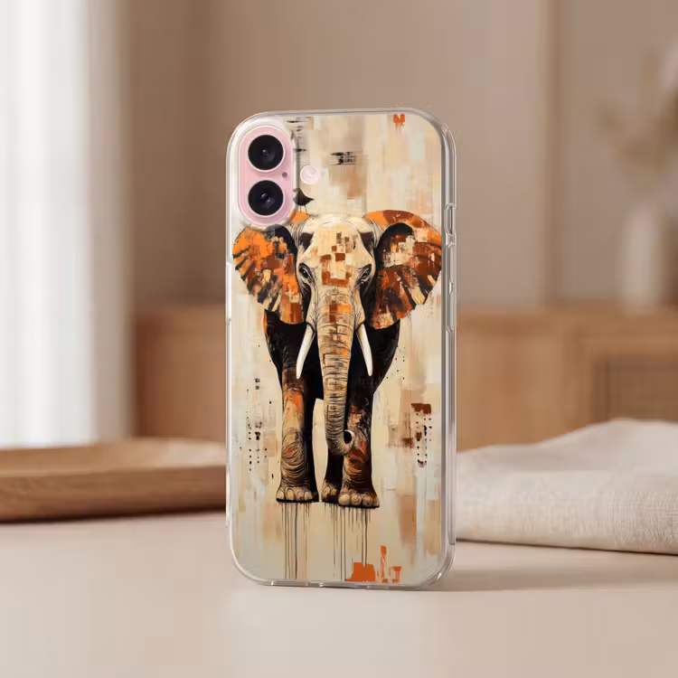 Telefoonhoesje - Olifant - Slurf - Mozaïek - Abstract — 3
