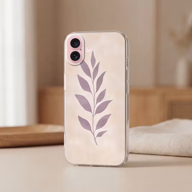 Telefoonhoesje - Tak - Bladeren - Minimalistisch - Beige — 3