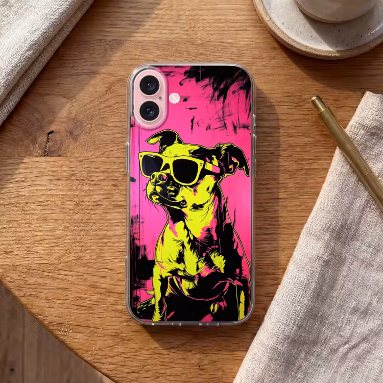 Telefoonhoesje - Hond - Zonnebril - Roze - Art — 2