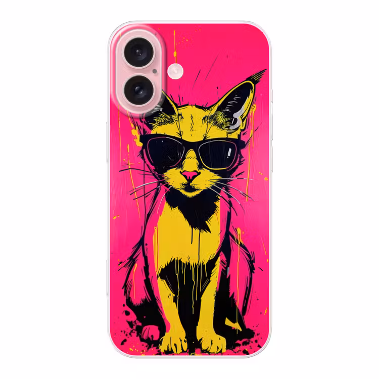 Telefoonhoesje - Kat - Art - Zonnebril - Roze — 1