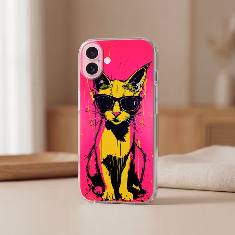 Telefoonhoesje - Kat - Art - Zonnebril - Roze — 3