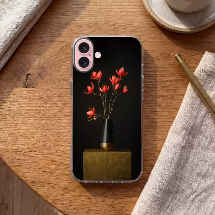 Telefoonhoesje - Rode - Bloemen - Vaas — 2