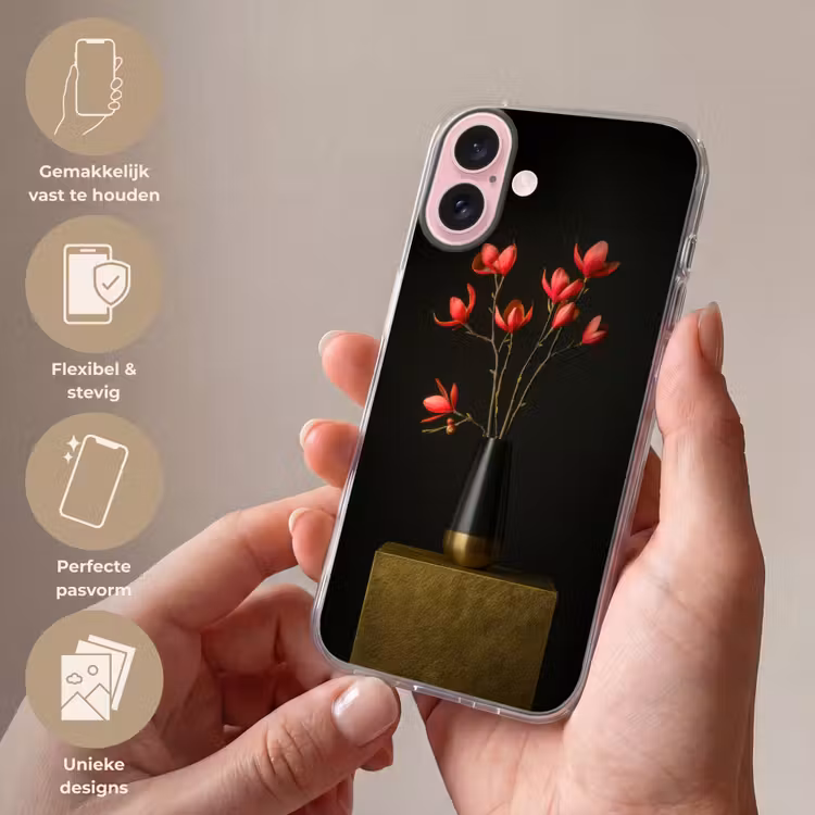 Telefoonhoesje - Rode - Bloemen - Vaas — 4