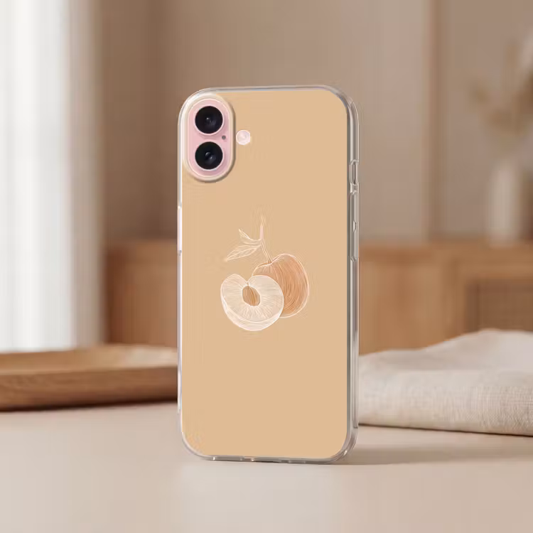 Telefoonhoesje - Perzik - Lijntekening - Pit - Beige — 3