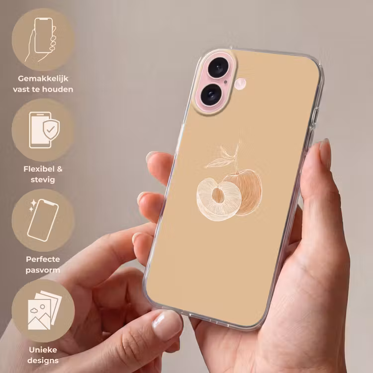 Telefoonhoesje - Perzik - Lijntekening - Pit - Beige — 4