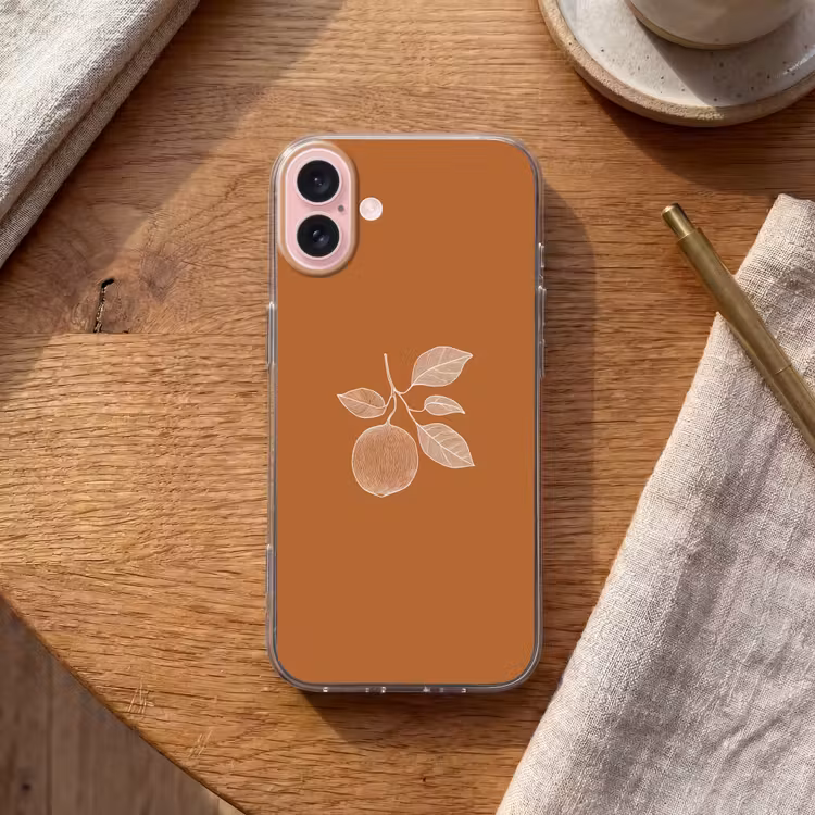 Telefoonhoesje - Sinaasappel - Getekend - Bladeren - Bruin — 2