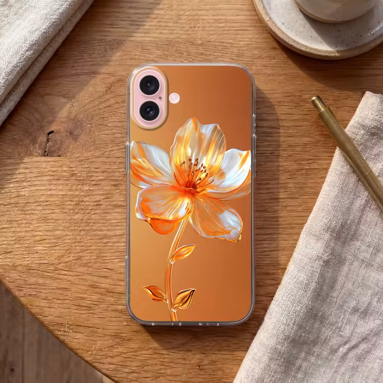 Telefoonhoesje - Glazen - Bloem - Oranje — 2