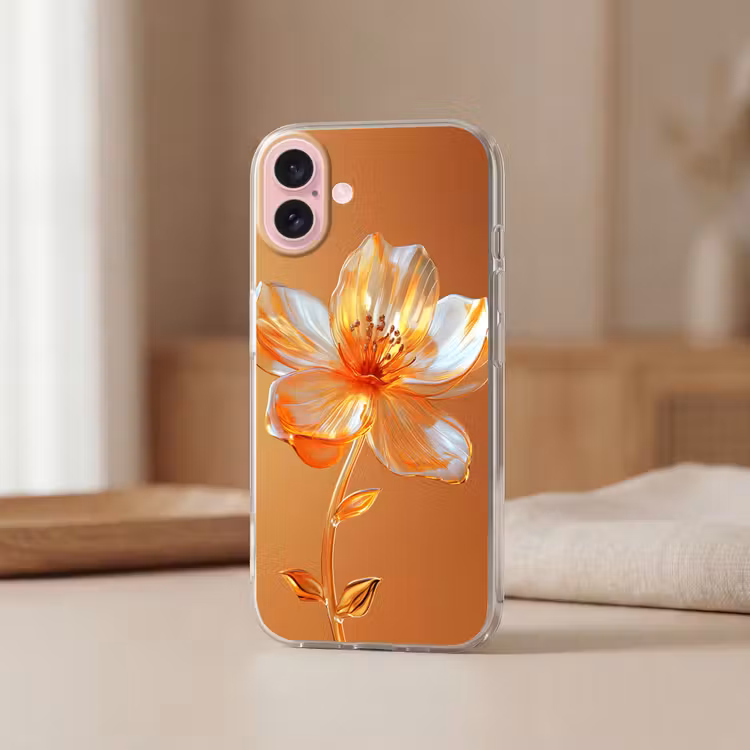 Telefoonhoesje - Glazen - Bloem - Oranje — 3