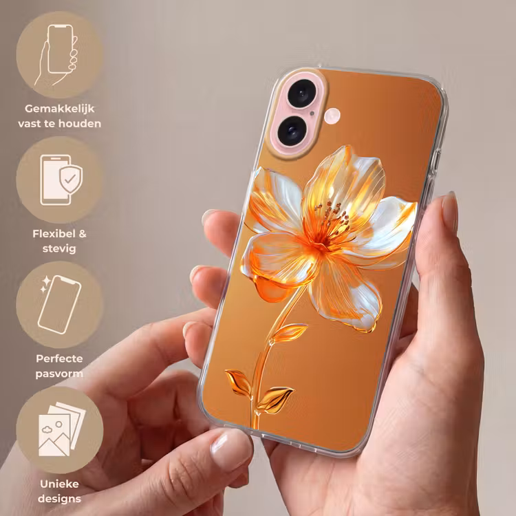 Telefoonhoesje - Glazen - Bloem - Oranje — 4