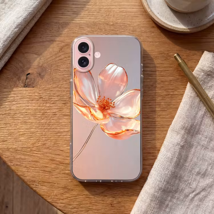Telefoonhoesje - Glazen - Bloem - Roze — 2