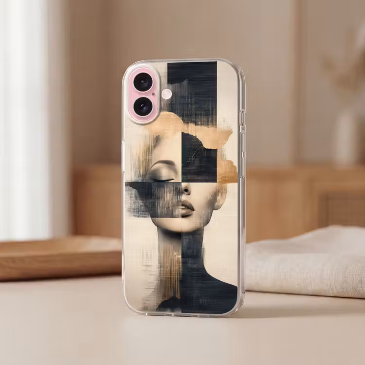 Telefoonhoesje - Goud - Vrouw - Rechthoeken — 3