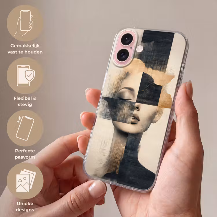 Telefoonhoesje - Goud - Vrouw - Rechthoeken — 4