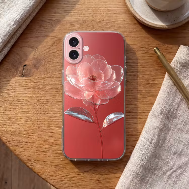 Telefoonhoesje - Sierlijk - Bloem - Roze - Glazen — 2