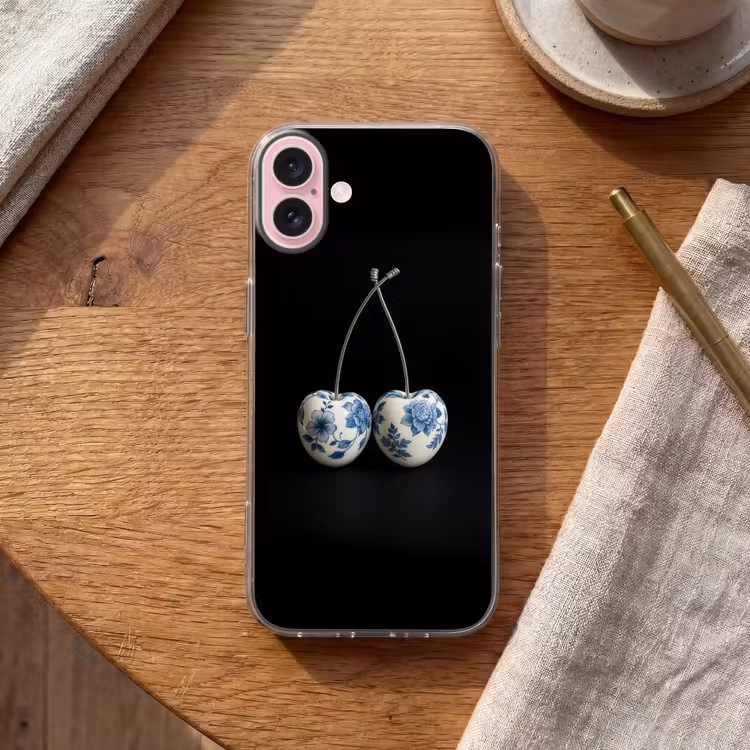Telefoonhoesje - Kersen - Delfts blauw - Fruit — 2
