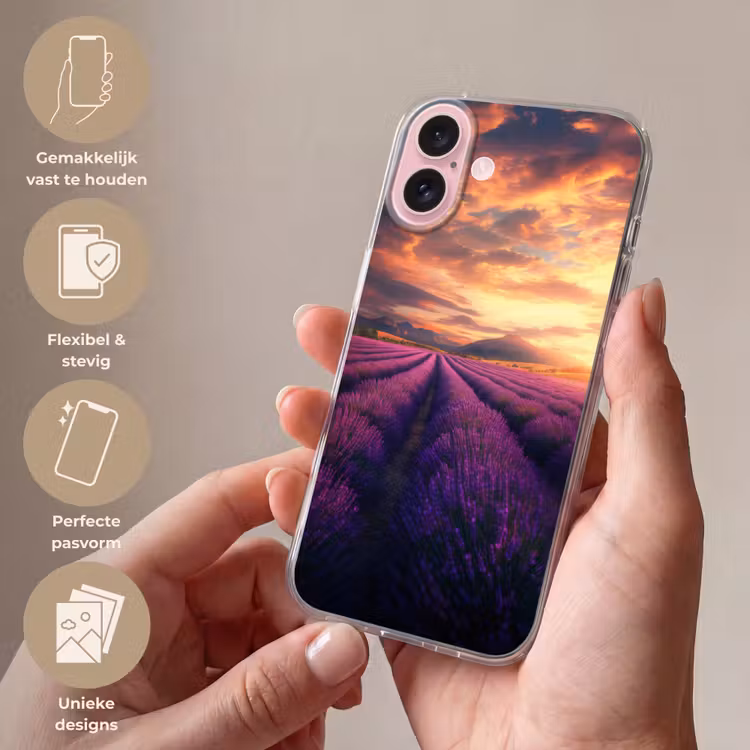 Telefoonhoesje - Lavendelveld - Zonsondergang - Paars — 4