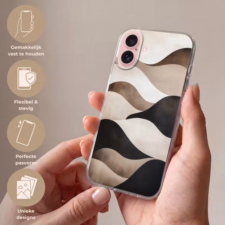 Telefoonhoesje - Golven - Abstract - Beige — 4