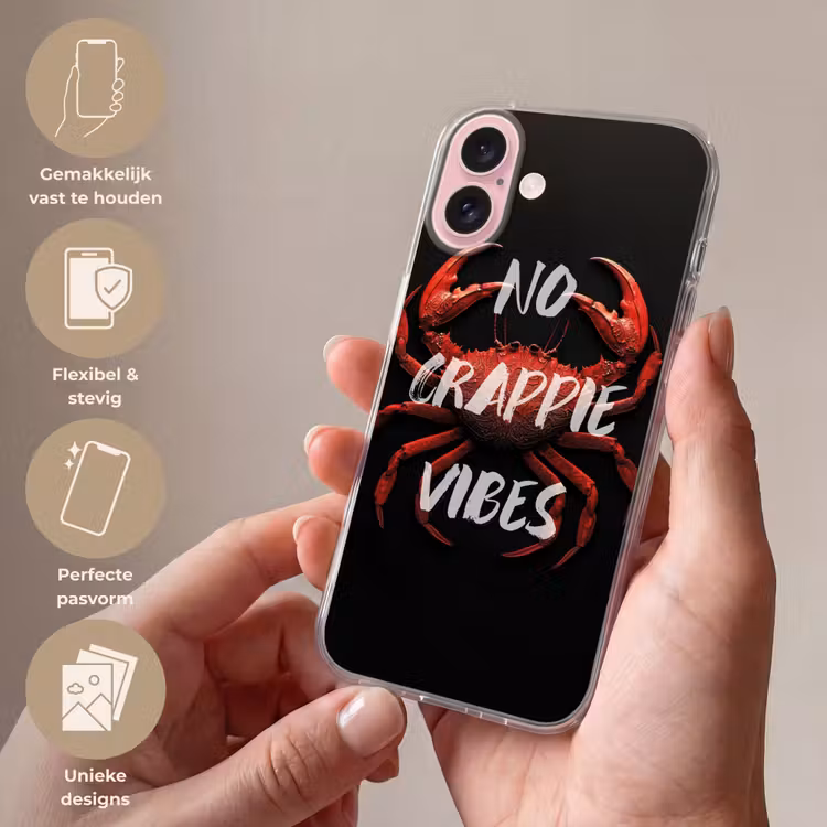Telefoonhoesje - Krab - Rood - Tekst - Zwart — 4