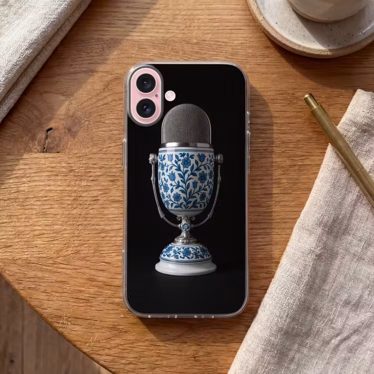 Telefoonhoesje - Microfoon - Delfts blauw - Muziek — 2