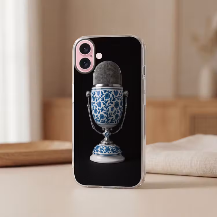 Telefoonhoesje - Microfoon - Delfts blauw - Muziek — 3