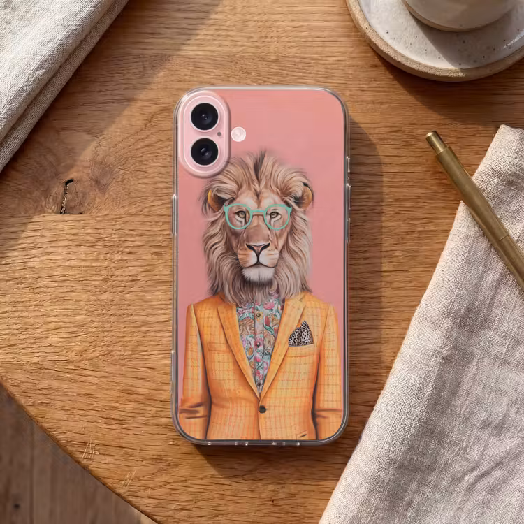 Telefoonhoesje - Leeuw - Pak - Geruit - Bril — 2