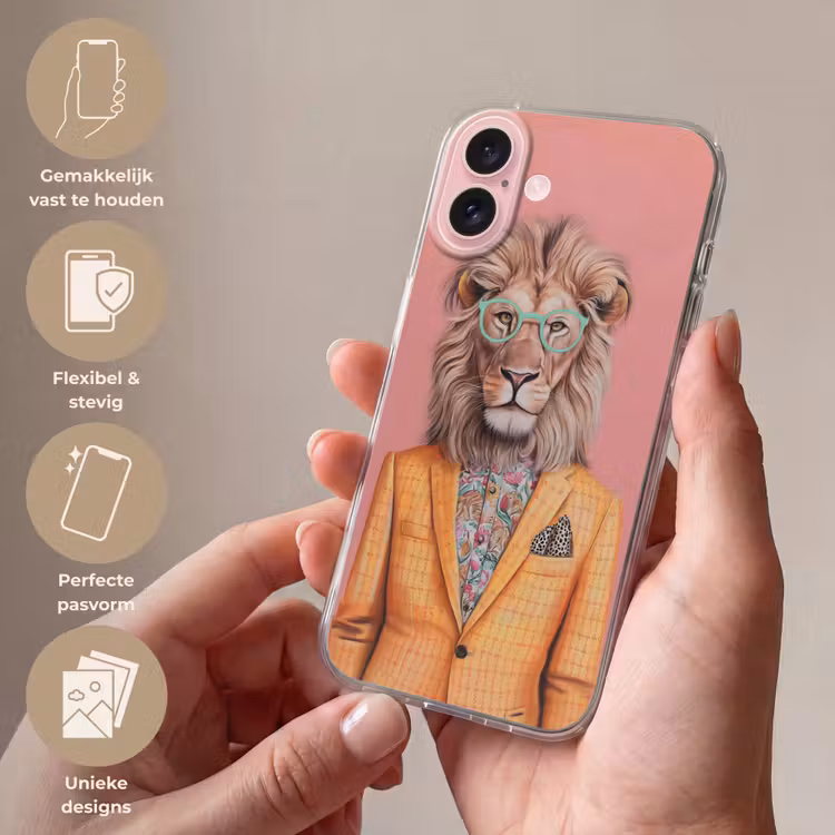 Telefoonhoesje - Leeuw - Pak - Geruit - Bril — 4
