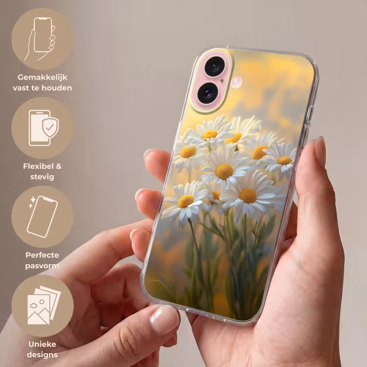 Telefoonhoesje - Madeliefjes - Wit - Zonlicht — 4