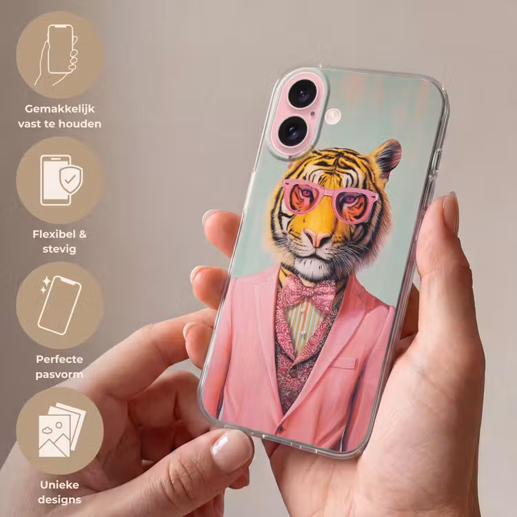 Telefoonhoesje - Tijger - Strik - Jasje - Roze — 4