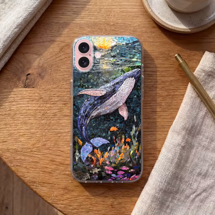 Telefoonhoesje - Mozaïek - Walvis - Koraal - Water — 2