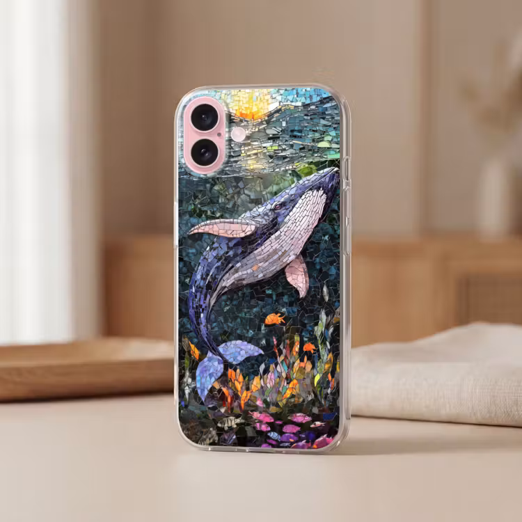 Telefoonhoesje - Mozaïek - Walvis - Koraal - Water — 3