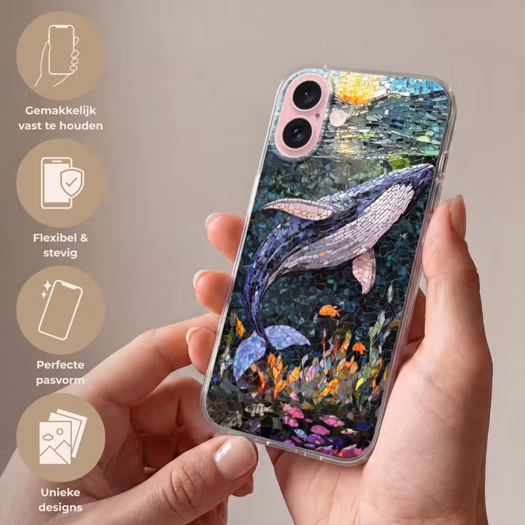 Telefoonhoesje - Mozaïek - Walvis - Koraal - Water — 4