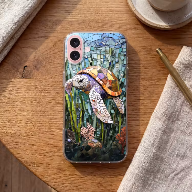 Telefoonhoesje - Schildpad - Zeewier - Mozaïek — 2