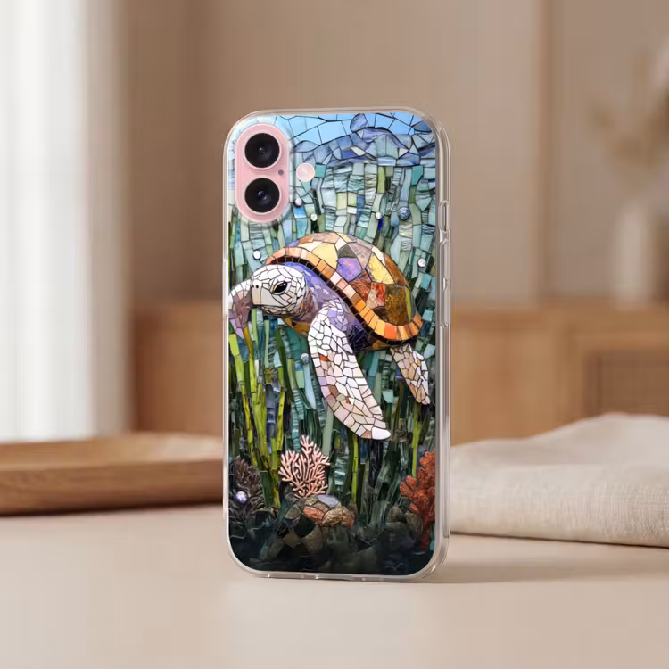 Telefoonhoesje - Schildpad - Zeewier - Mozaïek — 3
