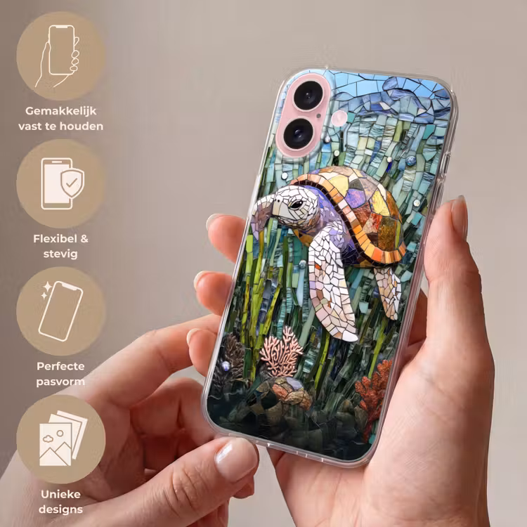 Telefoonhoesje - Schildpad - Zeewier - Mozaïek — 4