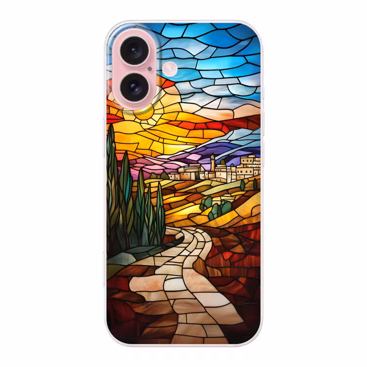 Telefoonhoesje - Mozaïek - Zon - Landschap - Dorp — 1